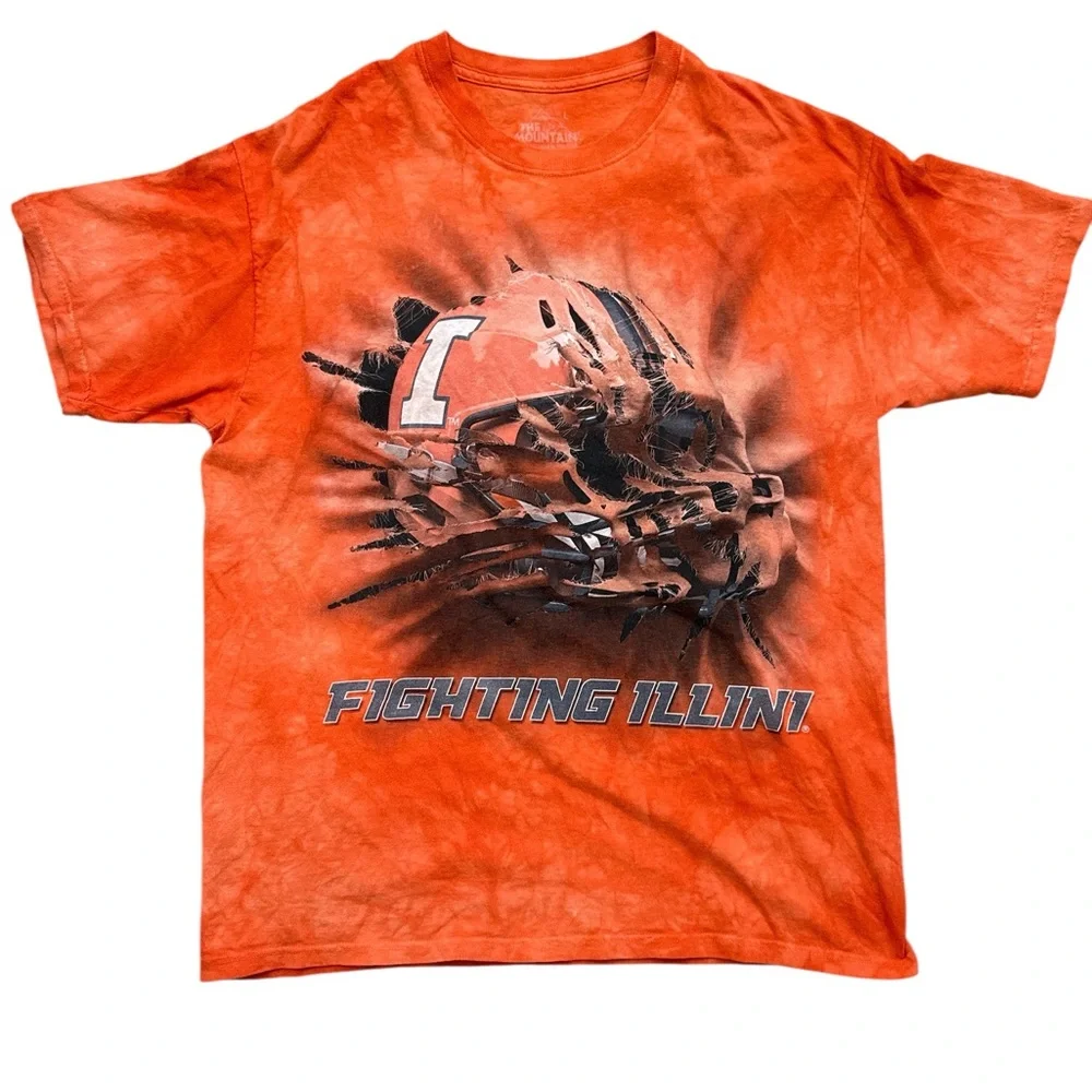 Illinois Fighting Illini The Mountain Men’s Orange Tie Dye‎ T-Shirt Size Large